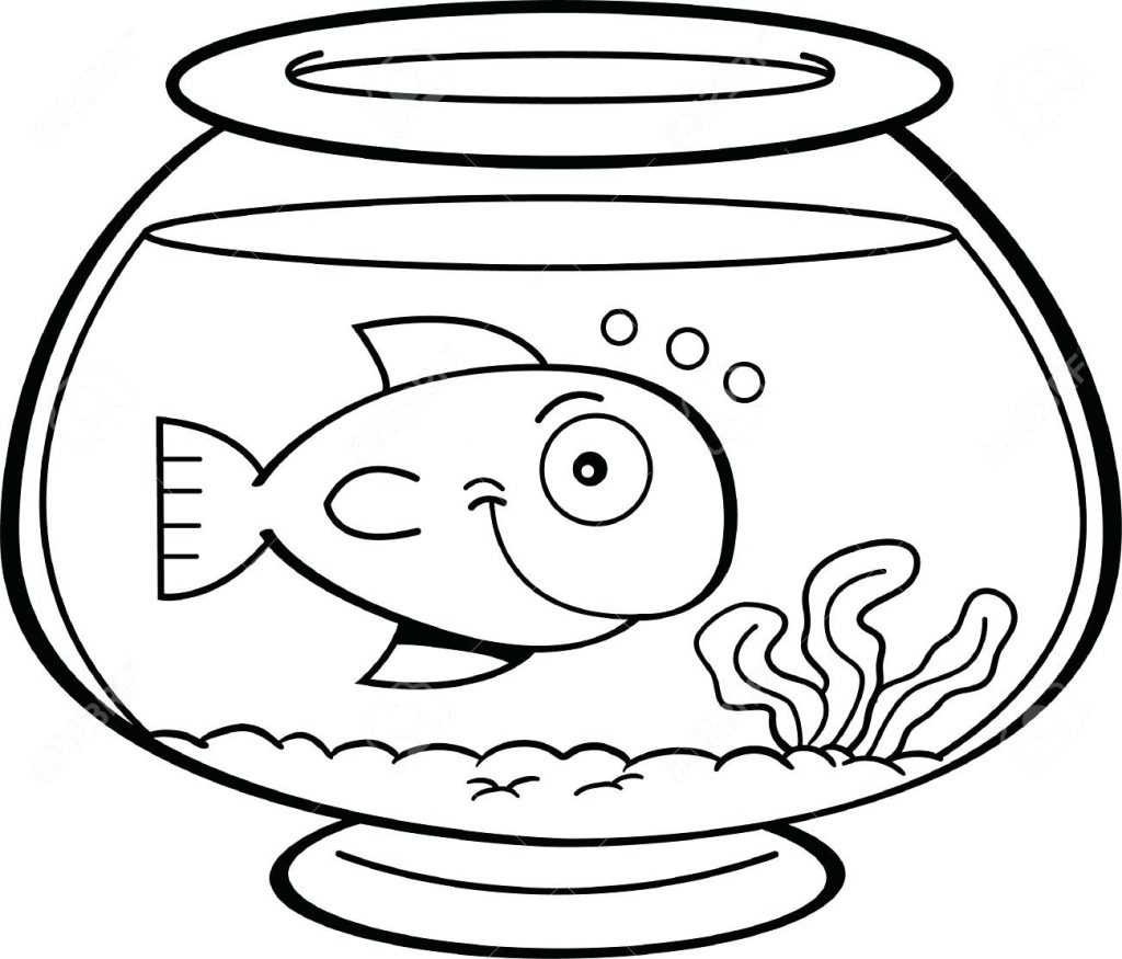 1024x875 Coloring Page ~ Fish Bowl Coloring Page Drawing 8 Empty Sheet Fish