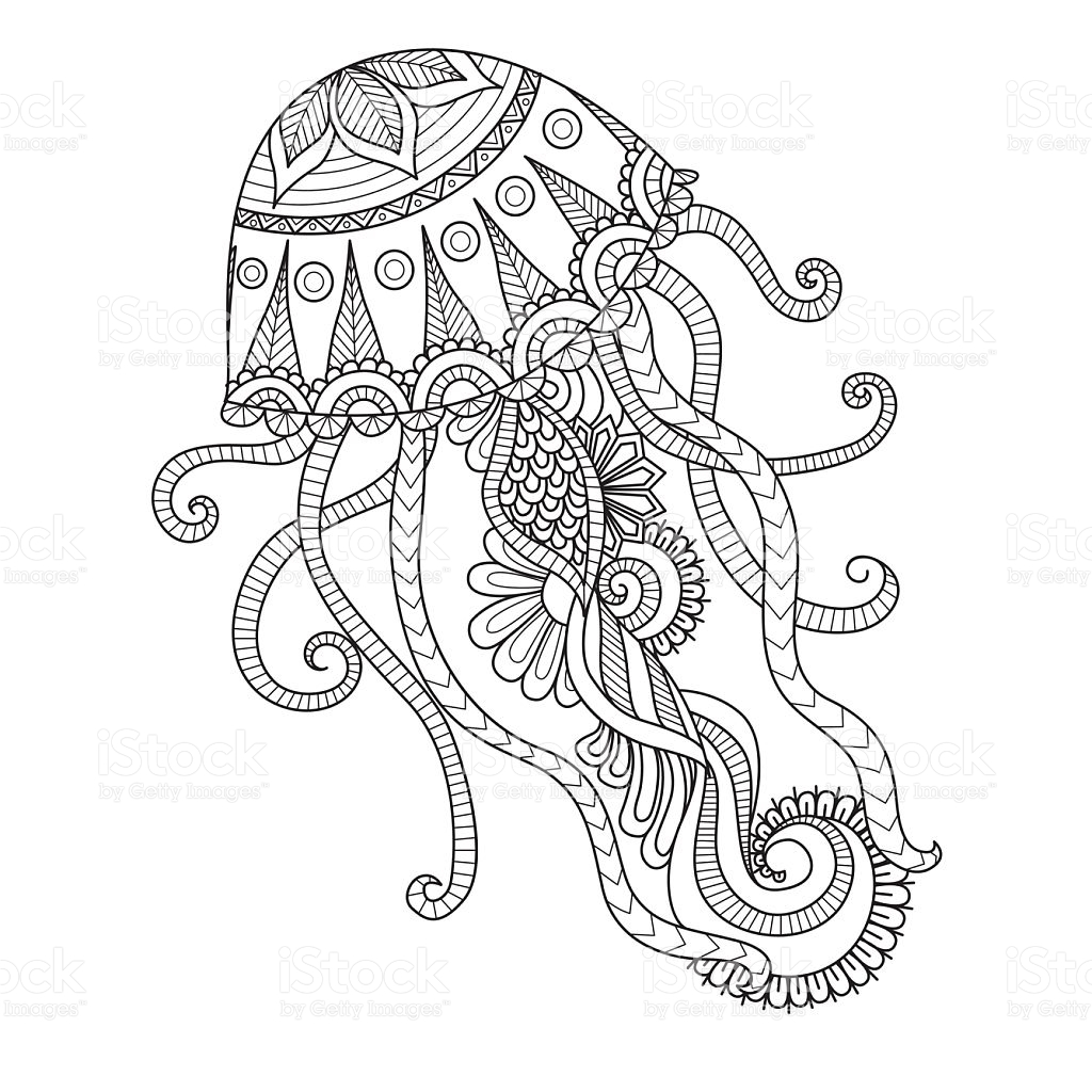 1024x1024 Jellyfish Coloring Page 3