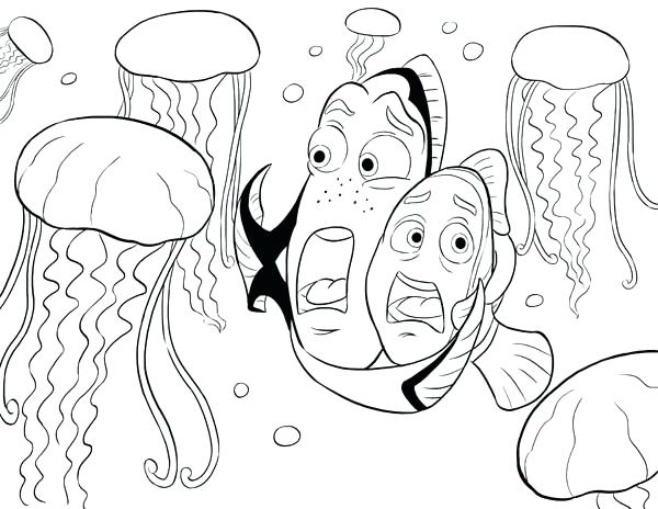 600x464 Coloring Pages Of Jellyfish Jellyfish Surrounded By Jellyfish