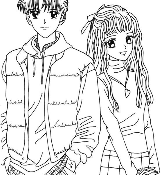 558x600 Coloring Pages Girl And Boy Girl And Boy Coloring Pages