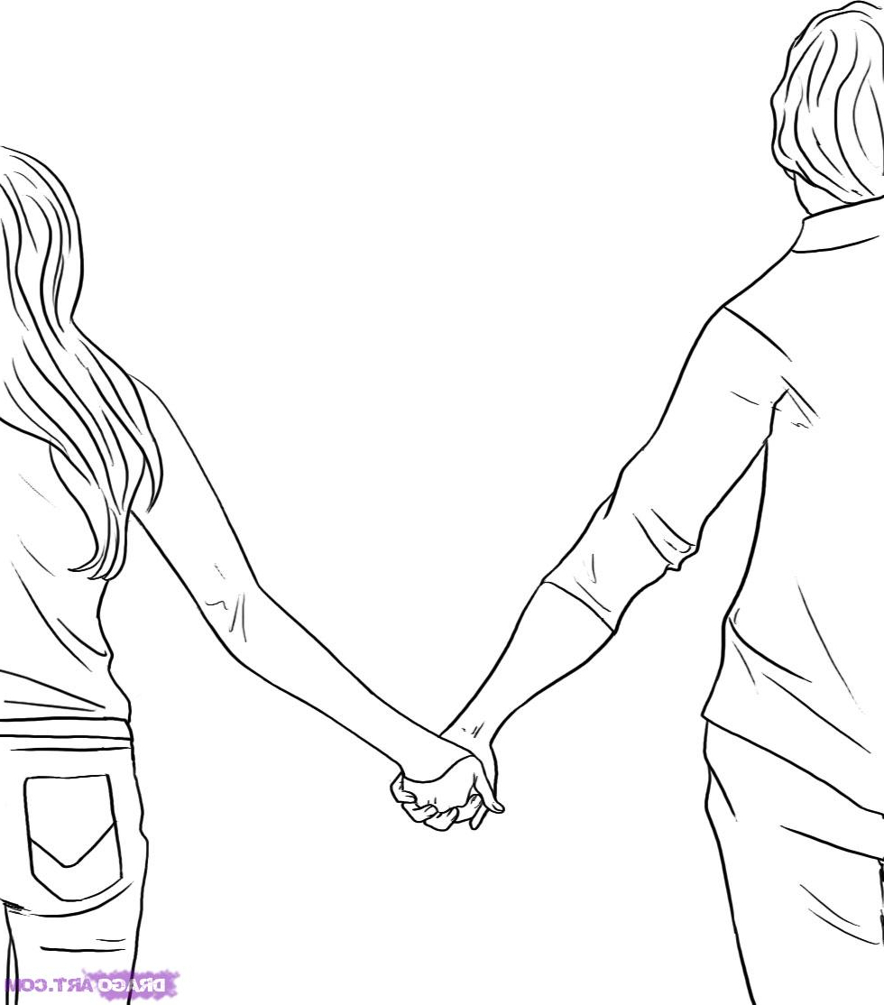 980x1114 Drawing Of Girl Holding Hand Hand Drawn Coloring Page Of A Boy