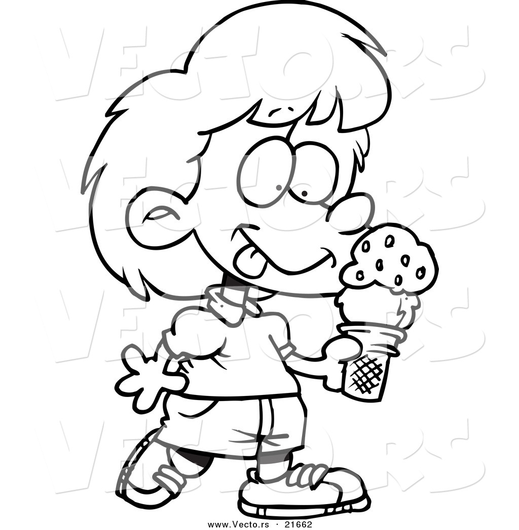 1024x1044 Vector Of A Cartoon Girl With Ice Cream