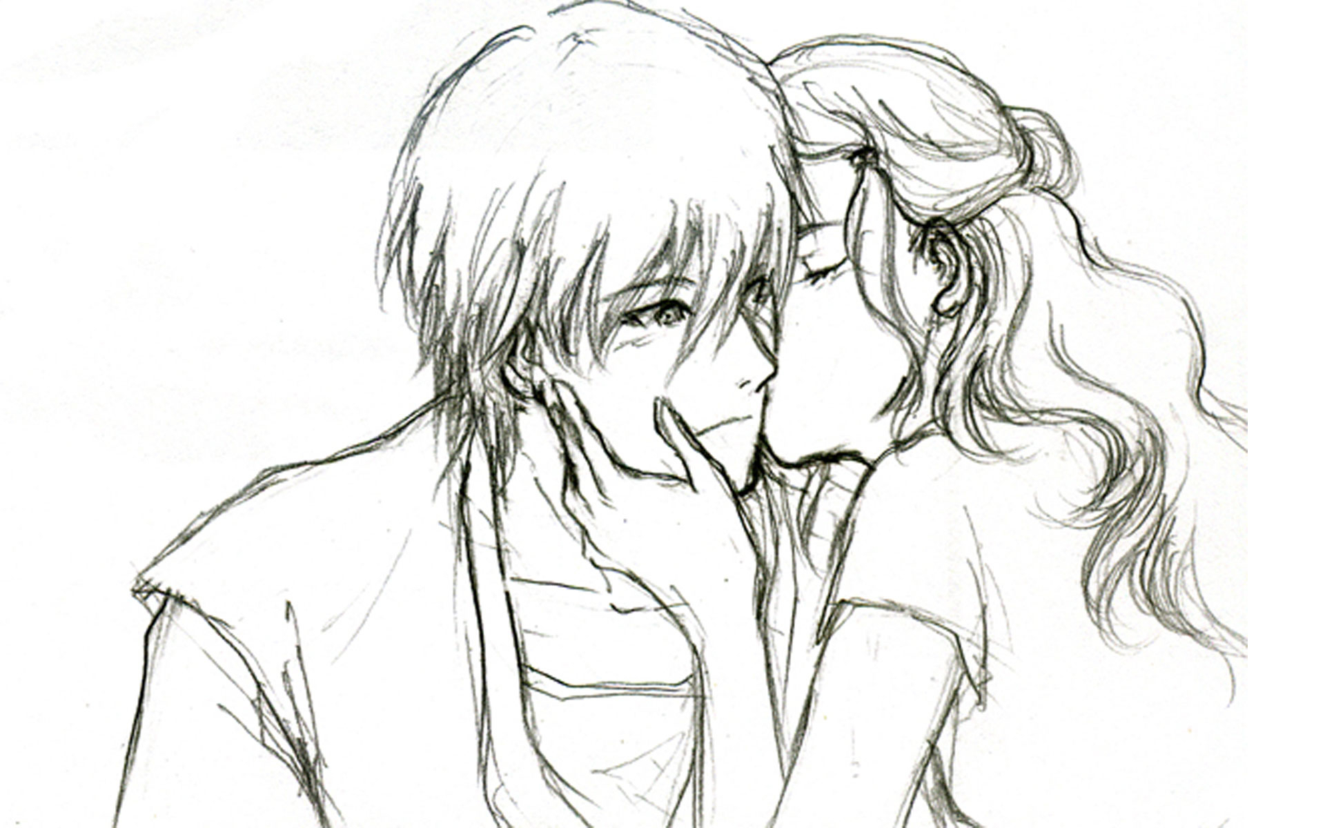 1920x1200 A Boy And A Girl In Love Holding Hands Drawing Hand Drawn Coloring