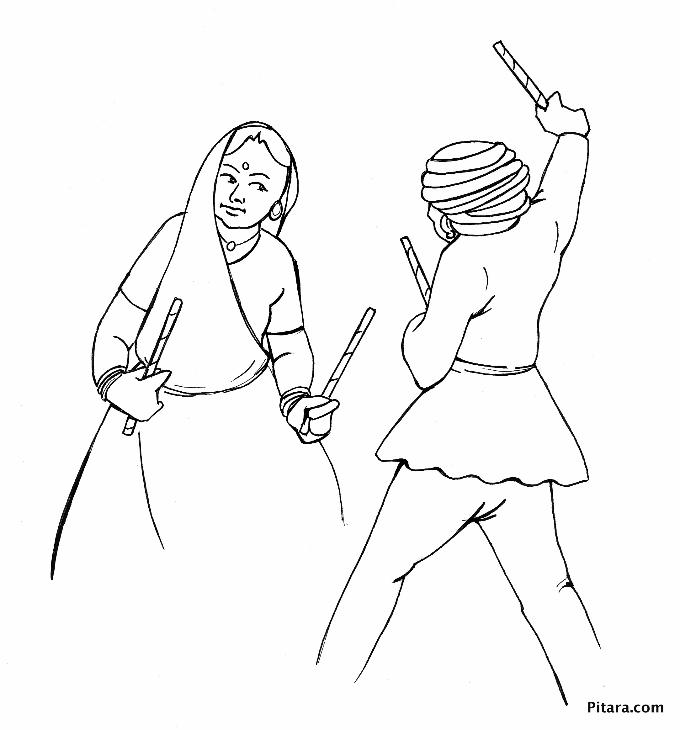 2168x2328 Dandia Dancers Coloring Page Pitara Kids Network