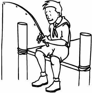 300x300 Boy Scout Fishing Coloring Page