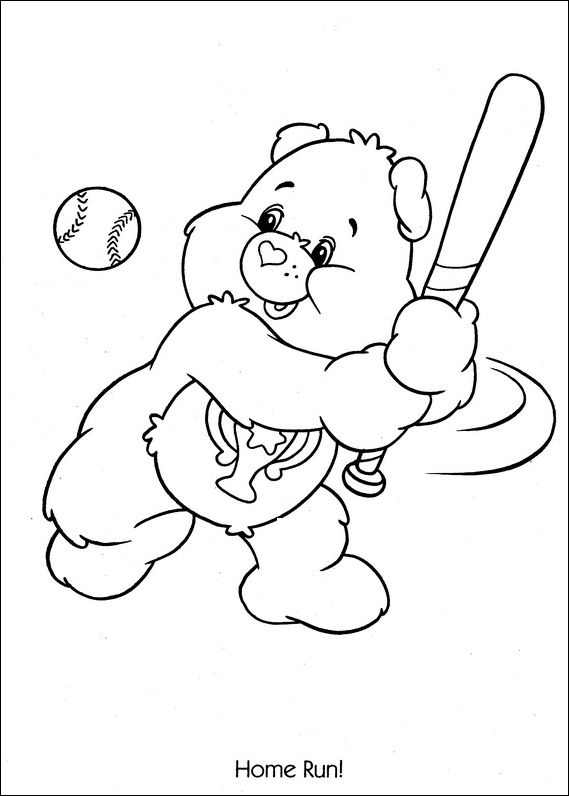 569x796 Care Bears Coloring Pages To Print Care Bears Baseball Home Run