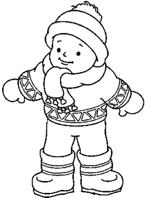 600x820 Coloring Page Of A Boy Little Boy Wearing Winter Clothes Coloring