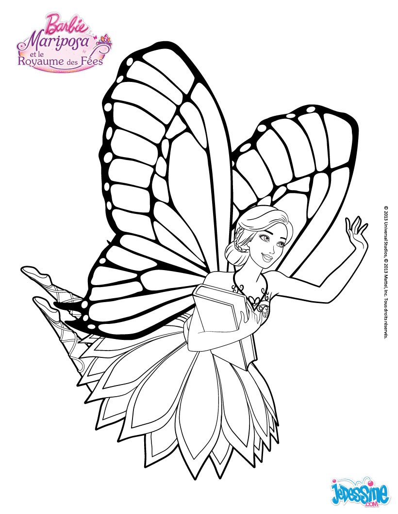 820x1060 Un Joli Dessin A Colorier De Barbie Mariposa En Plein Vol Avec Le