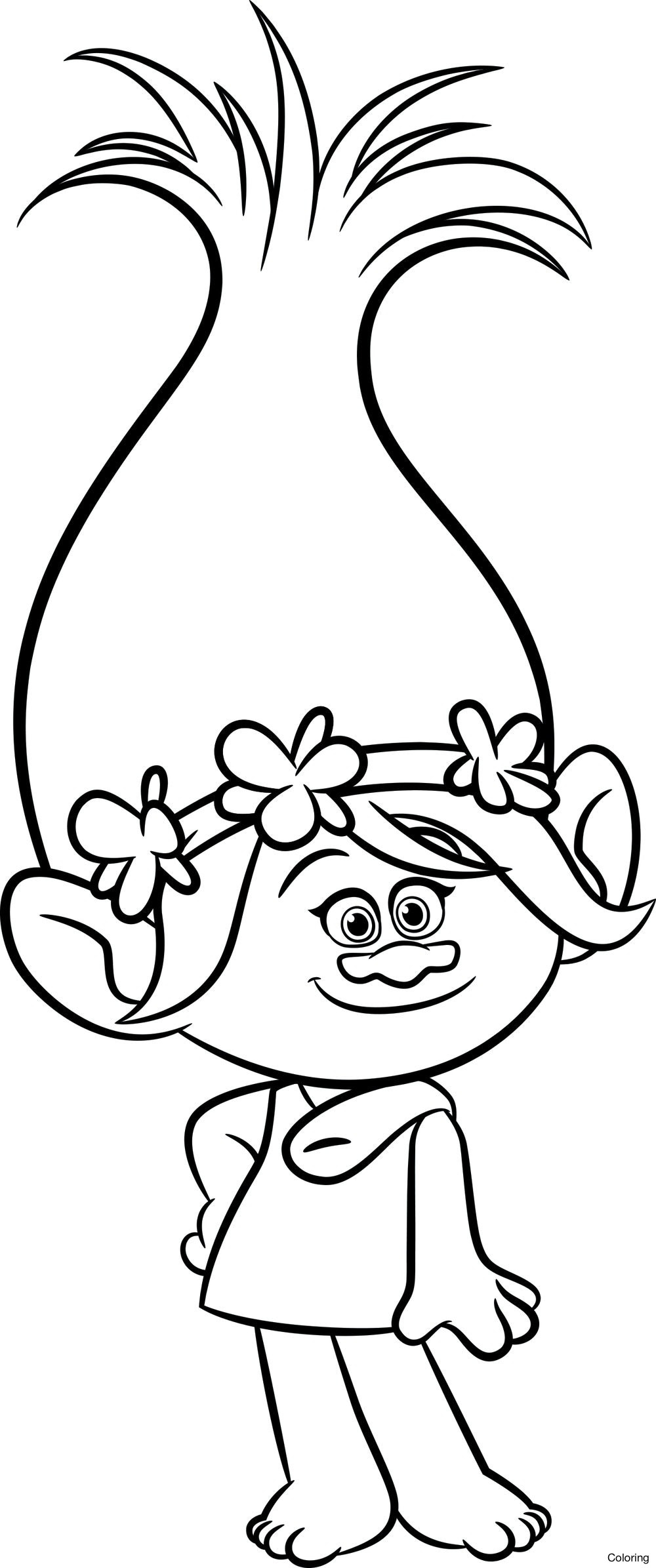 1000x2391 Poppy Trolls Coloring Page