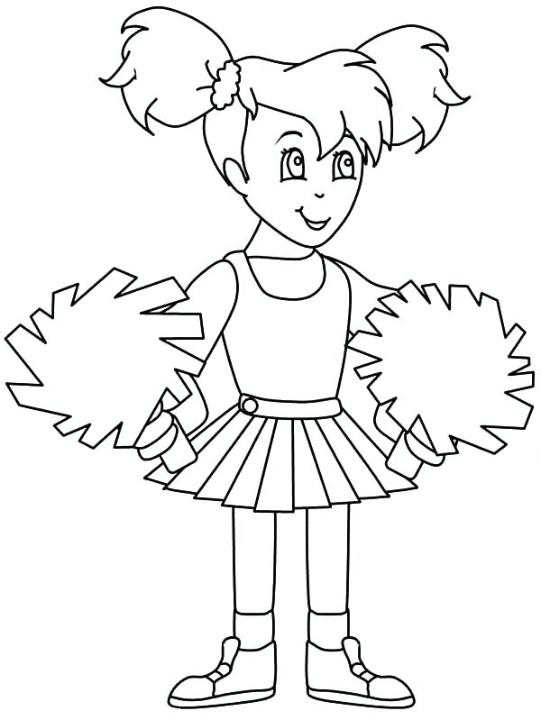 600x799 Cheerleading Pom Poms Coloring Pages As Cheerleader Coloring Page