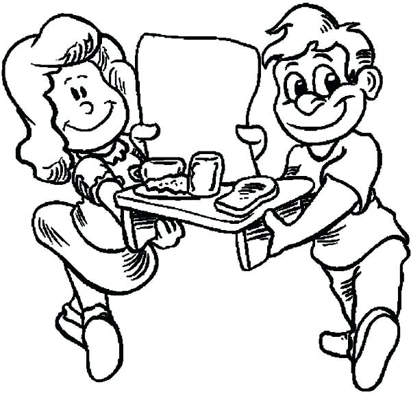 600x574 Breakfast Coloring Pages Daffy Duck Eating His Healthy Breakfast