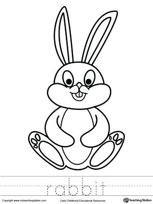 300x400 Rabbit Coloring Page Rabbit Coloring Page And Word Tracing Rabbit