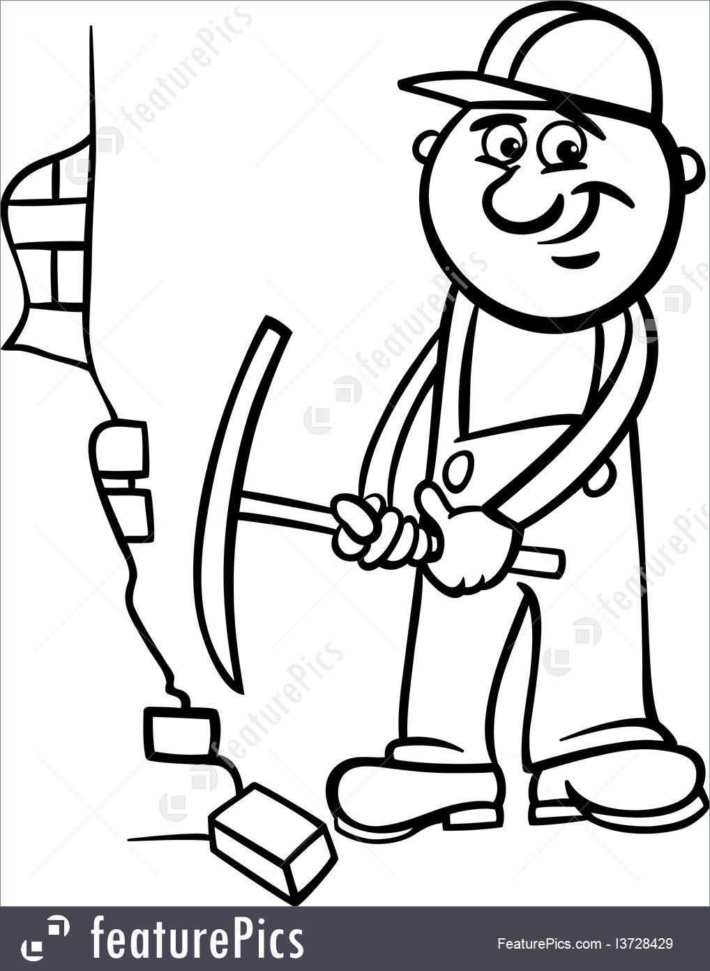 1018x1392 People At Work Worker With Pick Coloring Page