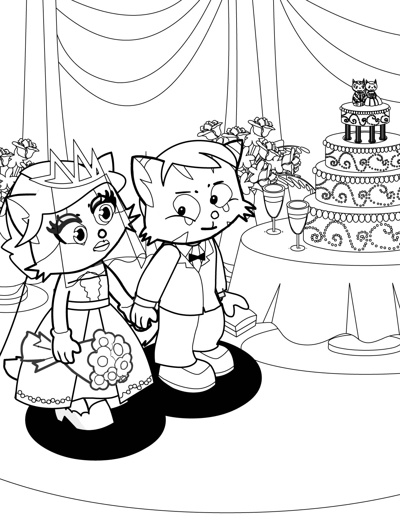 1275x1650 Bride And Groom Coloring Page