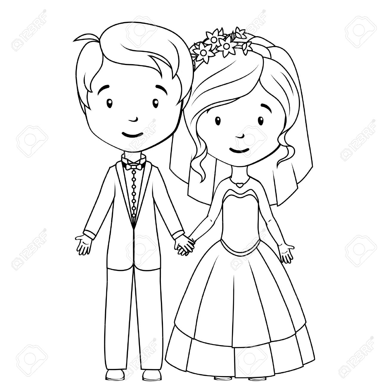 1300x1300 Bride And Groom Coloring Pages Book Cartoon Royalty Free Cliparts
