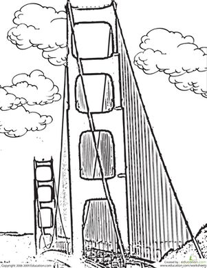 301x389 Color The Golden Gate Bridge Worksheet