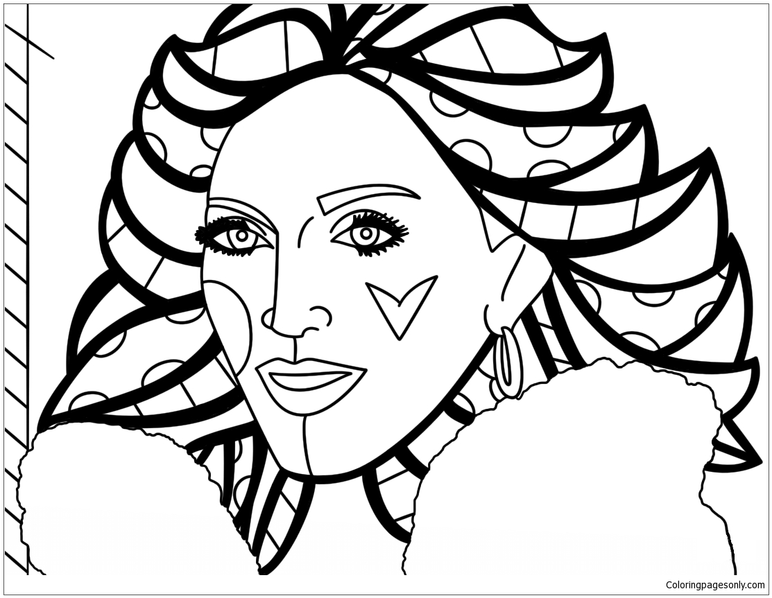 1113x863 Madonna By Romero Britto Coloring Page