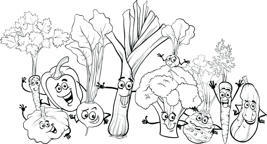 1024x555 Coloring Pages Leafy Vegetables Coloring Page Broccoli Coloring