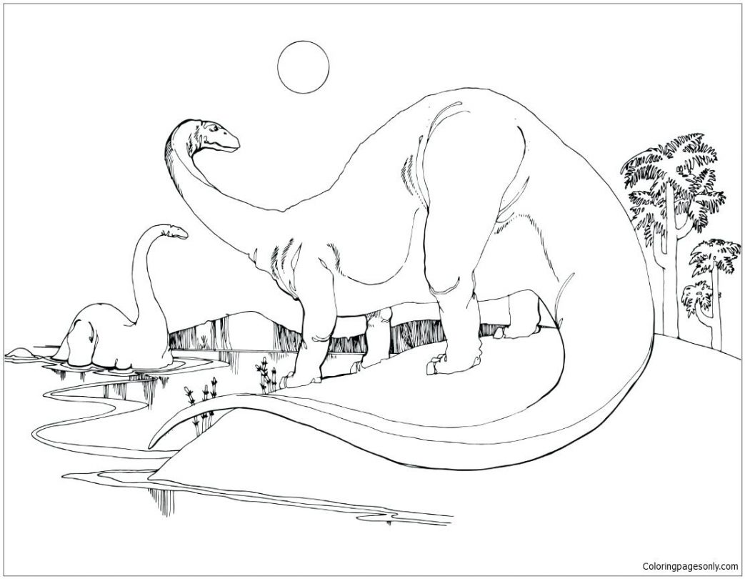 1043x810 Gigantic Brontosaurus Coloring Page Dinosaur 2