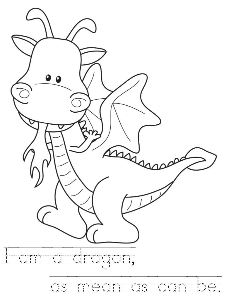 772x1015 Room On The Broom Color Pages With Handwriting Practice Dragons