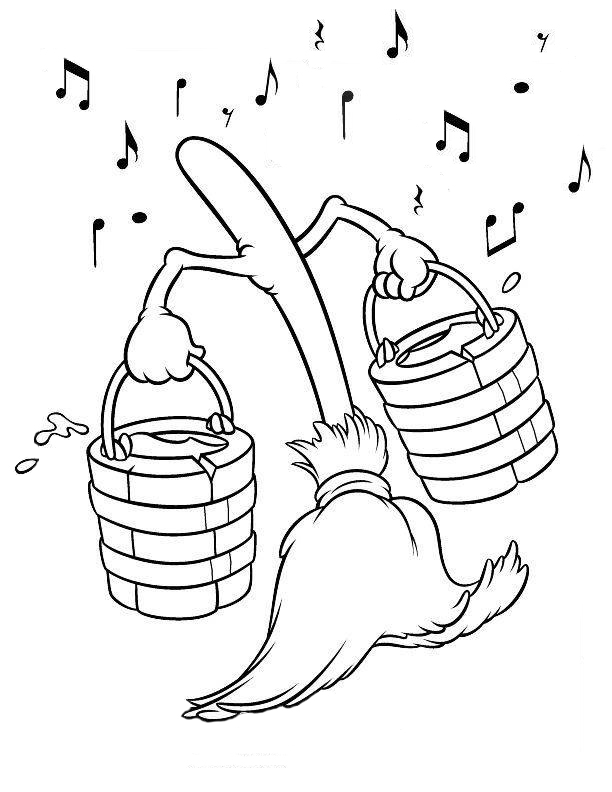 612x792 Fantasia Broom Coloring Page Birthday Fantasia