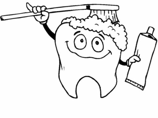 600x449 Tooth Brushing Himself In Dental Health Coloring Page Color Luna