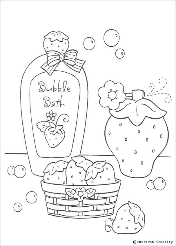 607x850 Strawberry Bubble Bath Coloring Pages