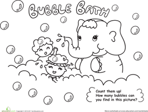 301x228 Bath Time! Color The Elephant Bubble Bath Worksheet