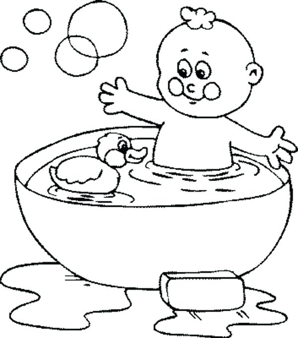 600x680 Bubbles Coloring Pages Bath With Rubber Duck And Bubbles Coloring