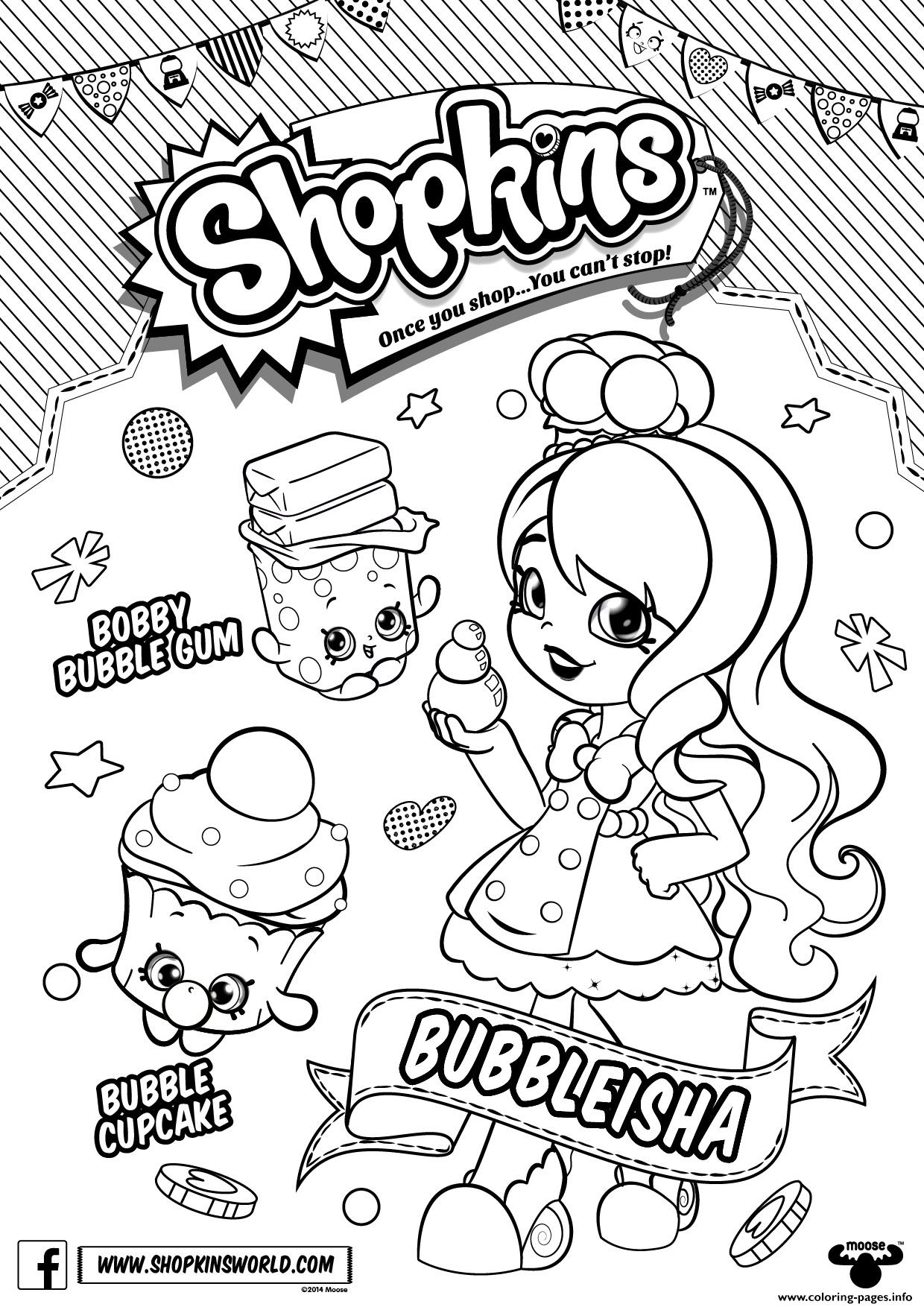 1240x1754 Print Bubbleisha Shopkins Shoppies With Bubble Gum Coloring Pages