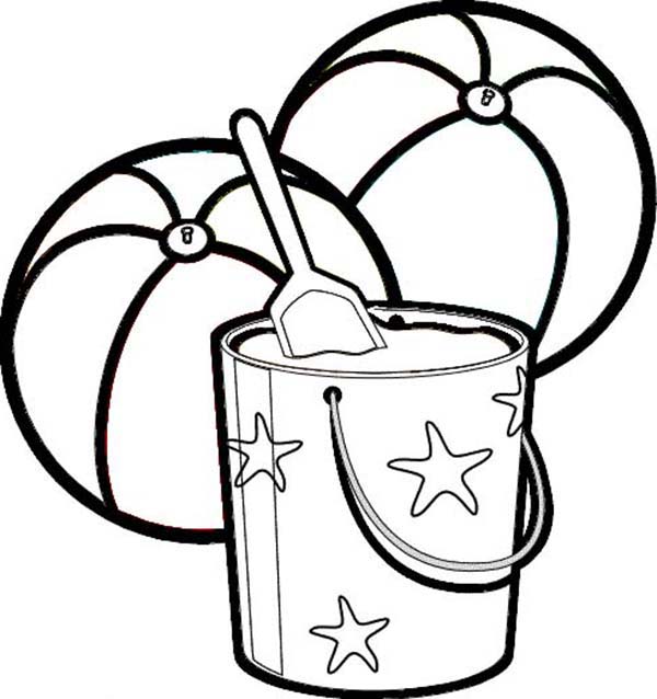600x638 A Bucket Of Beach Sand To Play With Coloring Page