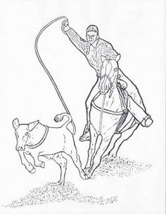 236x303 Cowboy On Bucking Bull Line Art Color Horsesrodeo!