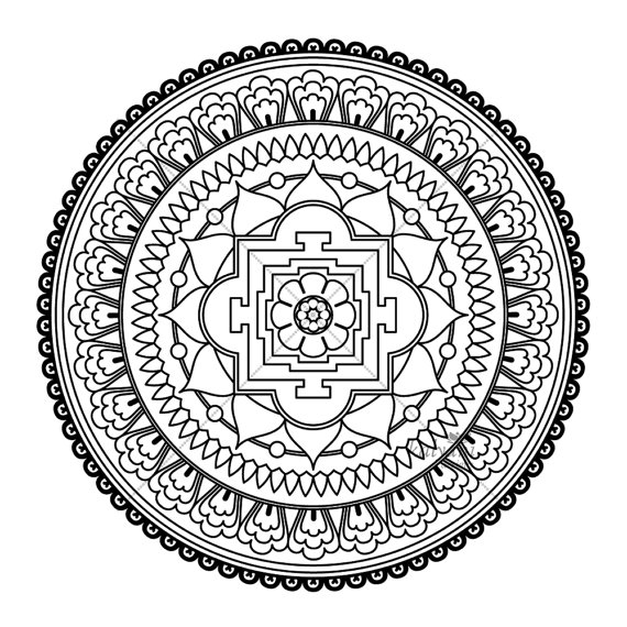570x570 Five Mandala Colouring Pages Printable Digital Sheets Buddhist