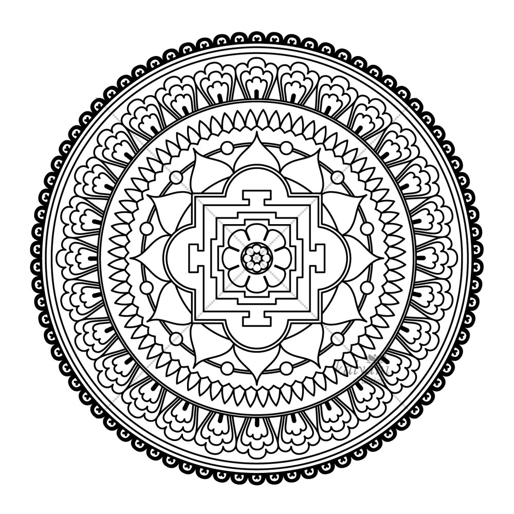 1000x1000 Buddha Mandala Coloring Pages