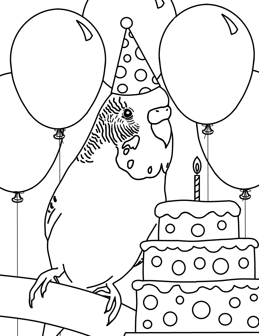 1000x1294 Budgie Coloring Page