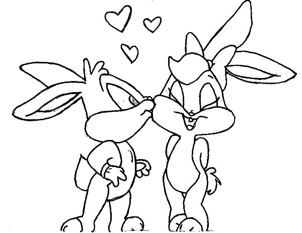600x463 Looney Tune Coloring Pages Baby Tunes Bunny Kissed By Bugs Bunny