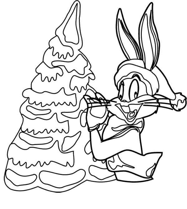 600x669 Bugs Bunny Christmas Coloring Page Looney Tunes