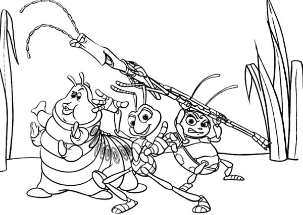 600x427 Flik Having Fun With His Friends In Bugs Life Coloring Pages
