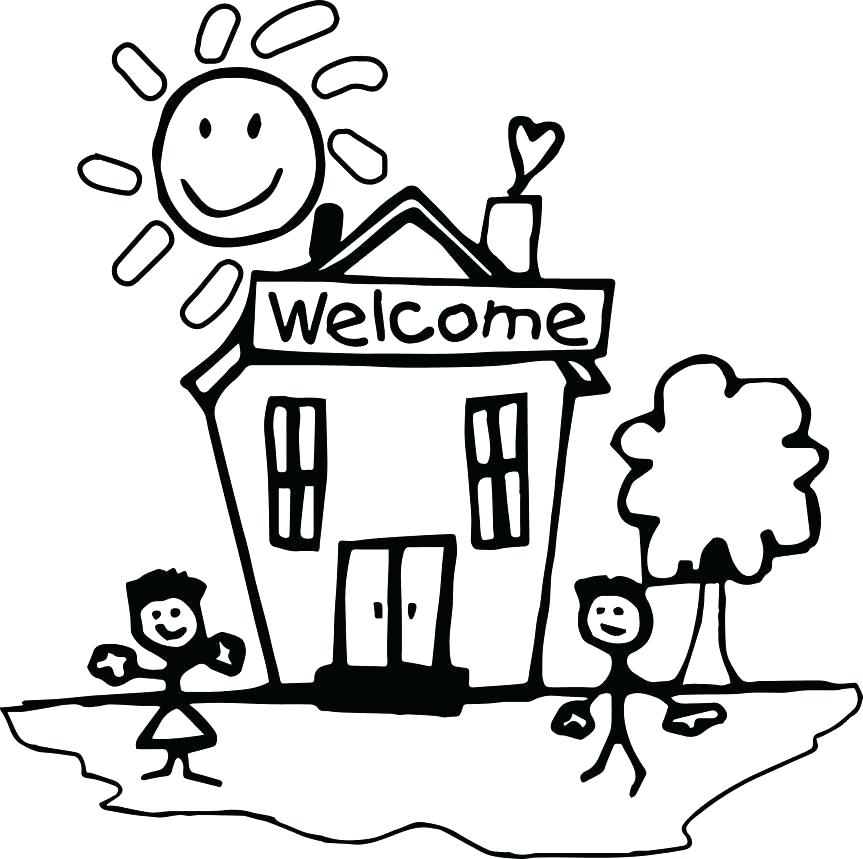 863x859 Building Coloring Page School Building Coloring Pages Back