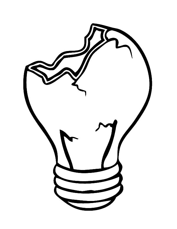 600x776 Cracked Light Bulb Coloring Pages