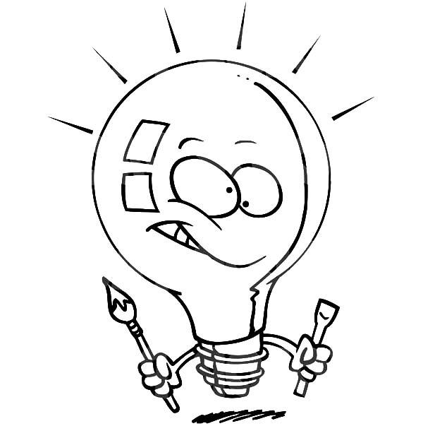 600x620 Light Bulb Painter Coloring Pages