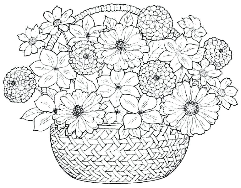 767x600 Coloring Pages With Flowers Coloring Pages Bouquet Flowers Free