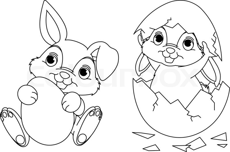 800x529 Easter Bunny Coloring Egg Page In Cure Draw Paint Pages To Print 6