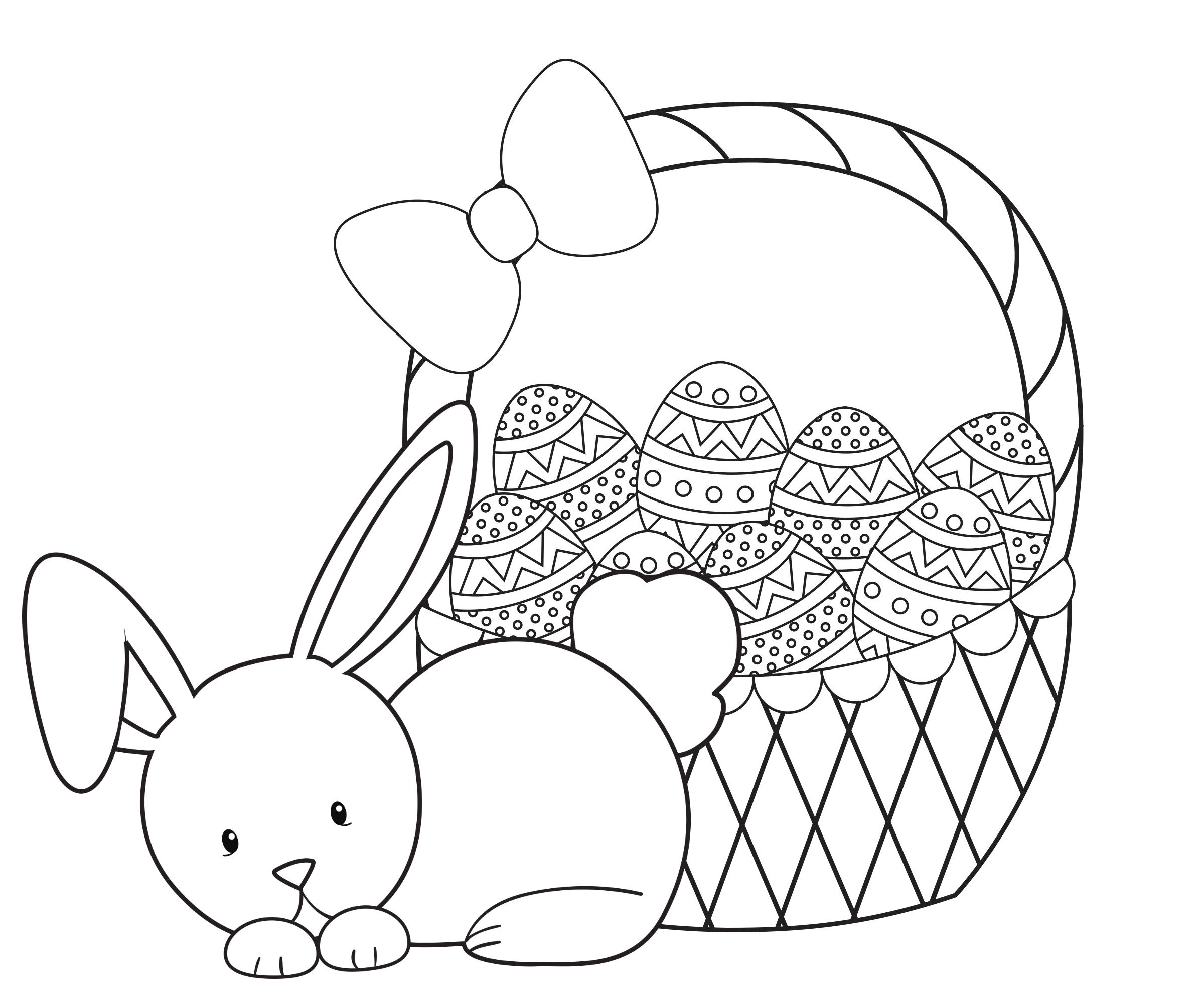 2400x2000 Easter Bunny Basket Free Coloring Page Animals, Easter, Holidays