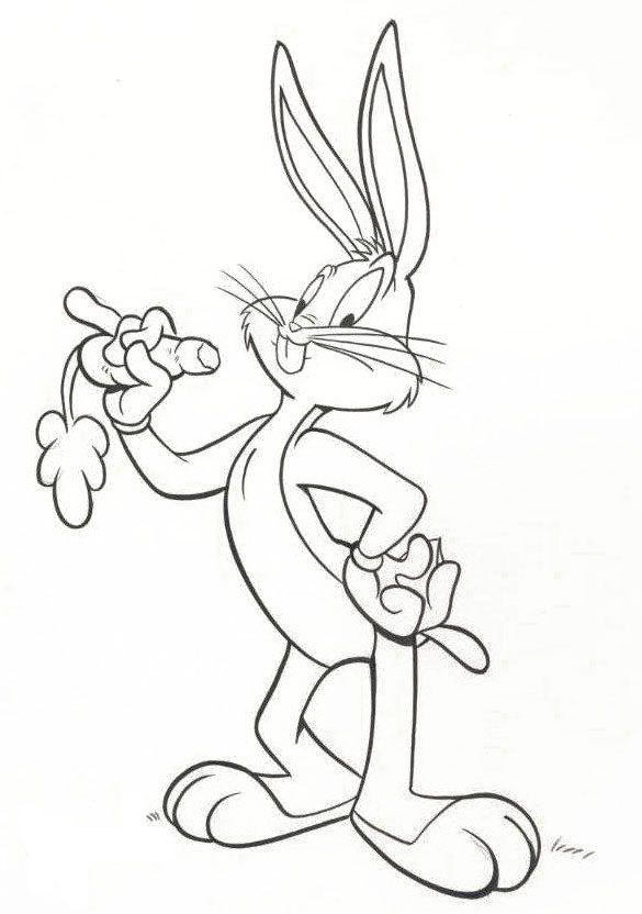 585x832 Bugs Bunny Eating A Carrot Coloring Pages