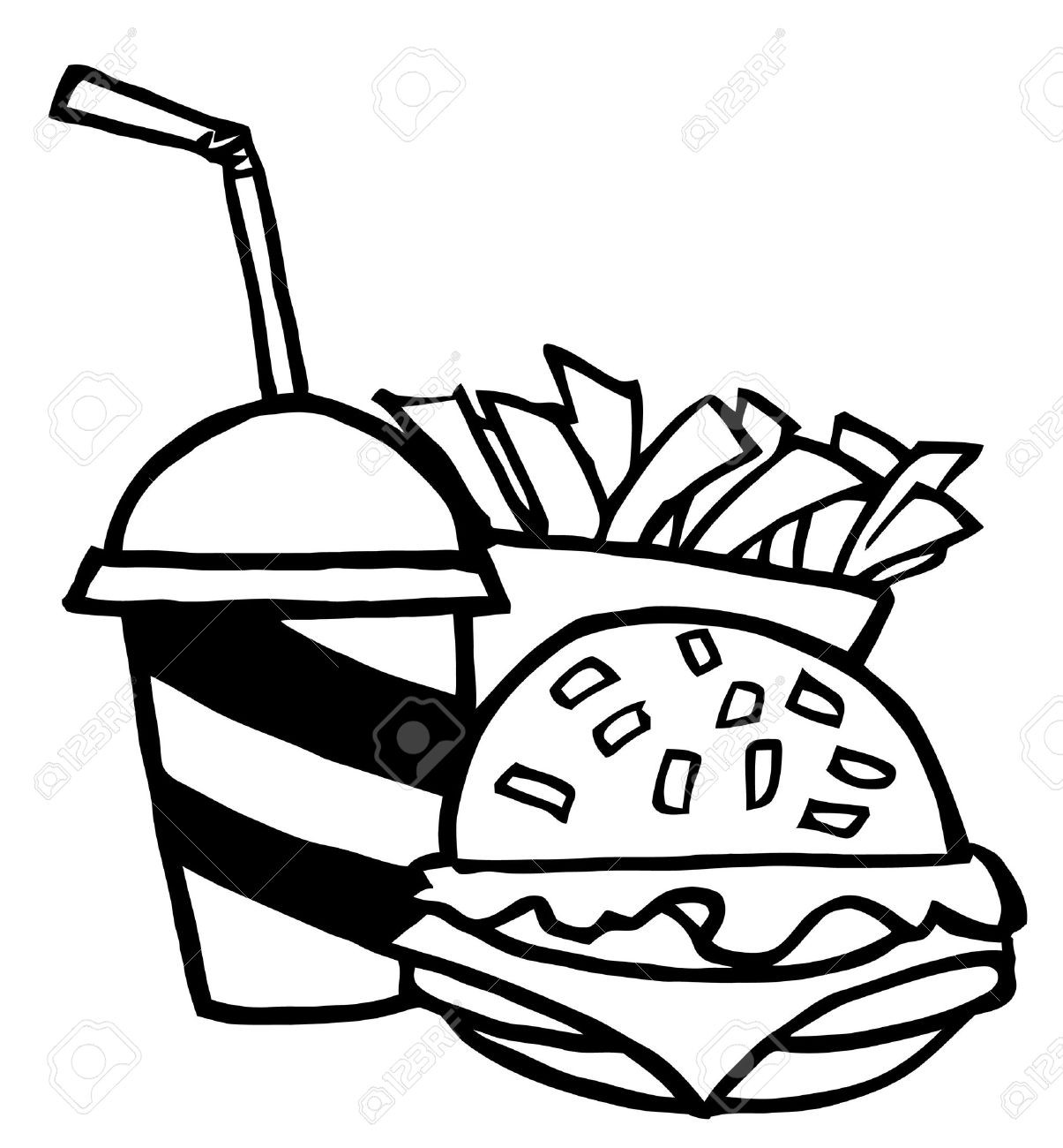 1205x1300 7849259 Outlined Cheeseburger With Cola And French Fries Burger