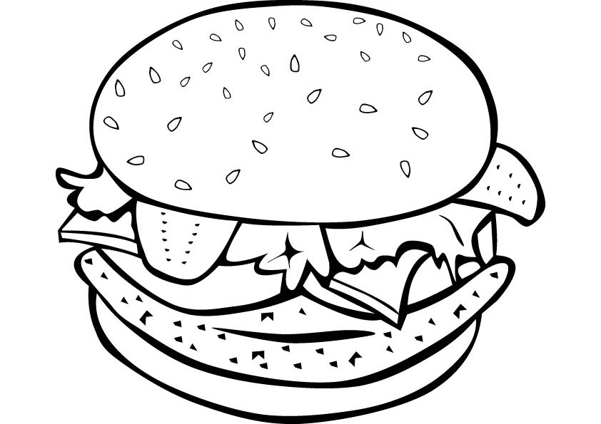 842x595 Burger Coloring Pages