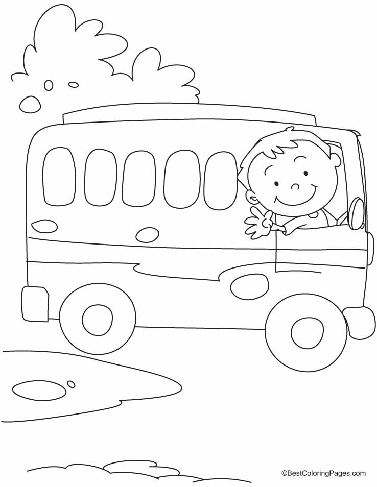 738x954 The Bus Driver Says Ok, Tata, Bye Bye Coloring Pages Drawing