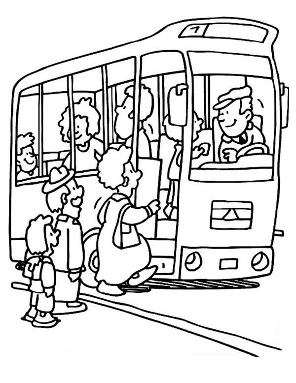 600x778 Bus Stop Waiting For Passanger Go Up Coloring Pages Best Place