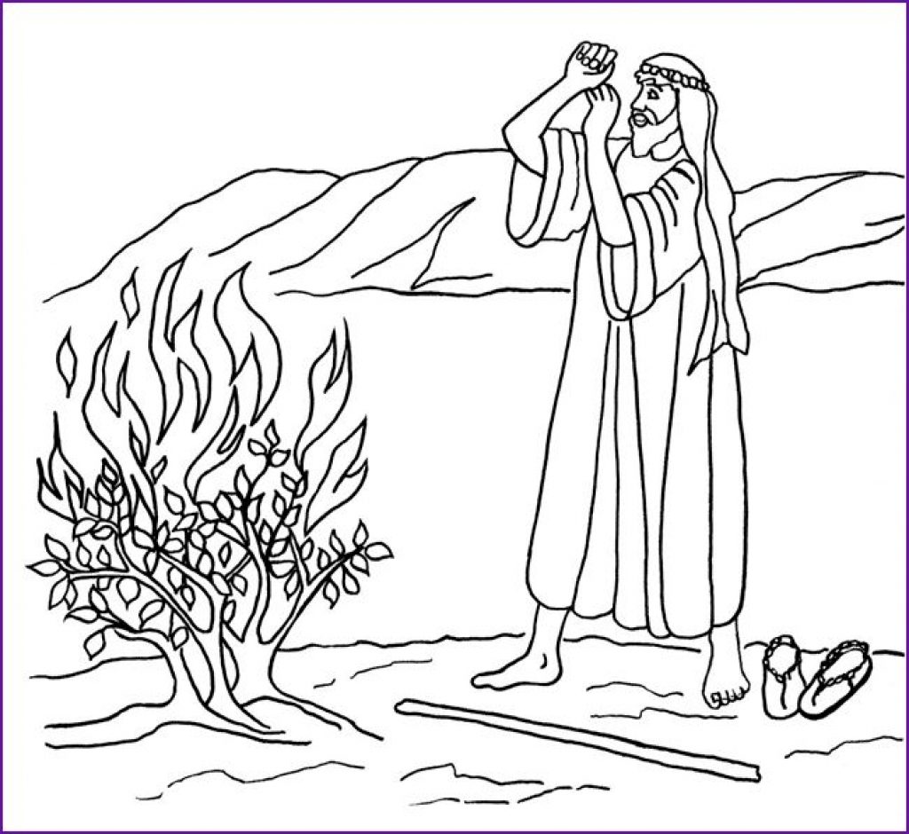 1024x940 Moses And The Burning Bush Coloring Page Gites Loire Valley